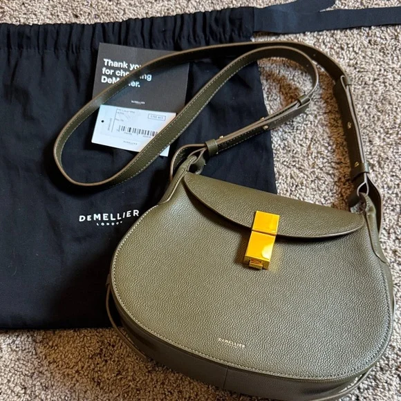 DeMellier Khaki Leather Crossbody Bag - Picture 1 of 3